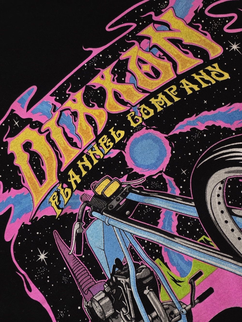 Dixxon Flannel Co Space Tripper Graphic Long Sleeve Tee Men XL Black Neon Cotton - Picture 6 of 9